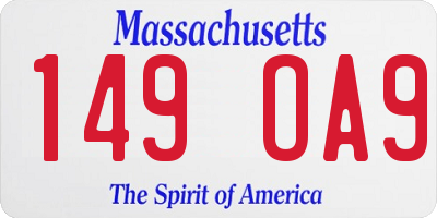 MA license plate 149OA9