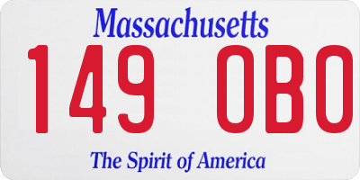 MA license plate 149OB0