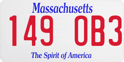 MA license plate 149OB3