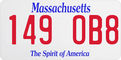 MA license plate 149OB8