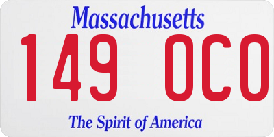 MA license plate 149OC0