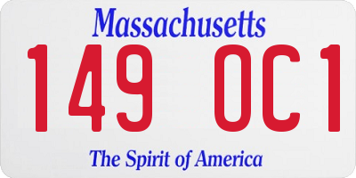 MA license plate 149OC1