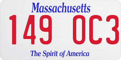MA license plate 149OC3