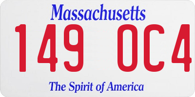 MA license plate 149OC4