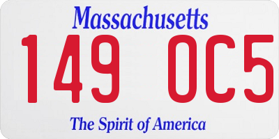 MA license plate 149OC5