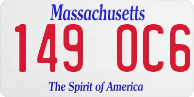 MA license plate 149OC6