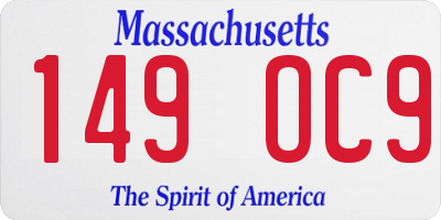 MA license plate 149OC9
