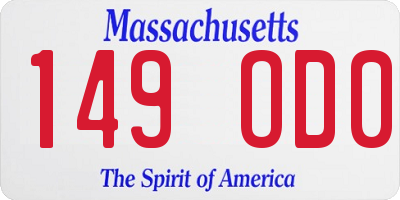 MA license plate 149OD0