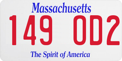 MA license plate 149OD2