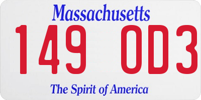 MA license plate 149OD3