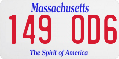 MA license plate 149OD6