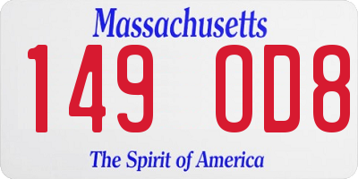MA license plate 149OD8