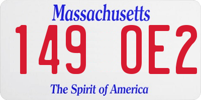 MA license plate 149OE2