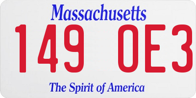 MA license plate 149OE3