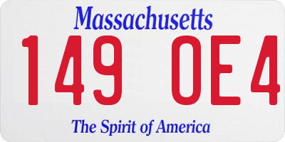 MA license plate 149OE4