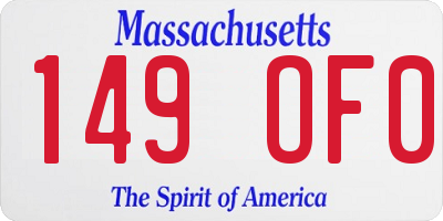 MA license plate 149OF0