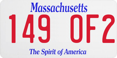 MA license plate 149OF2