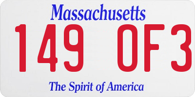 MA license plate 149OF3