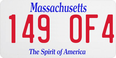 MA license plate 149OF4