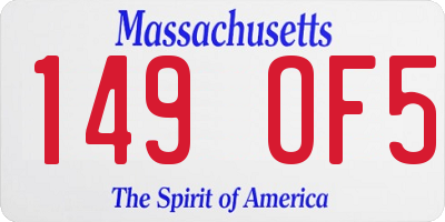 MA license plate 149OF5