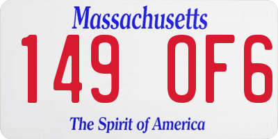 MA license plate 149OF6
