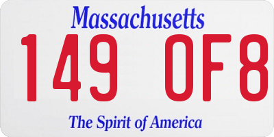 MA license plate 149OF8