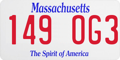 MA license plate 149OG3