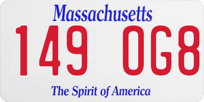 MA license plate 149OG8