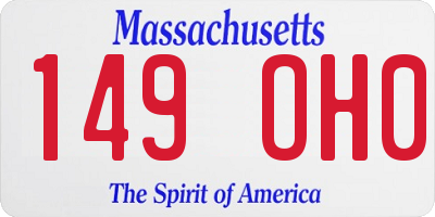 MA license plate 149OH0
