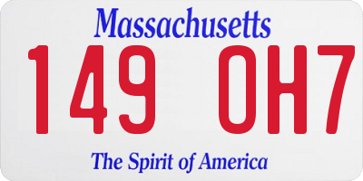 MA license plate 149OH7