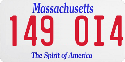 MA license plate 149OI4
