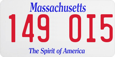 MA license plate 149OI5