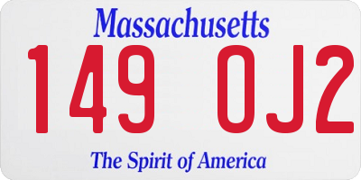 MA license plate 149OJ2