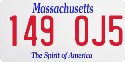 MA license plate 149OJ5