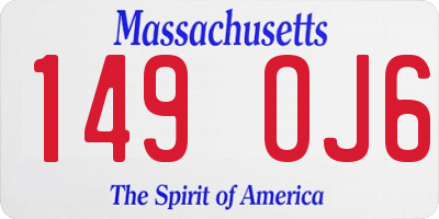 MA license plate 149OJ6