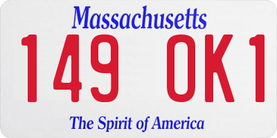 MA license plate 149OK1