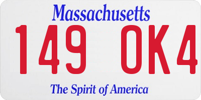 MA license plate 149OK4