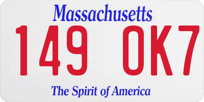 MA license plate 149OK7