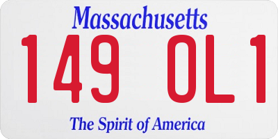 MA license plate 149OL1