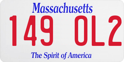 MA license plate 149OL2