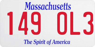 MA license plate 149OL3