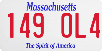 MA license plate 149OL4