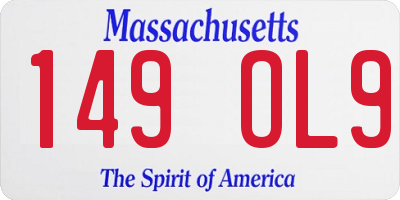 MA license plate 149OL9