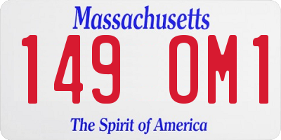 MA license plate 149OM1
