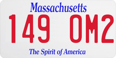 MA license plate 149OM2