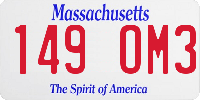 MA license plate 149OM3