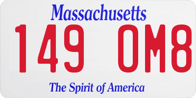 MA license plate 149OM8