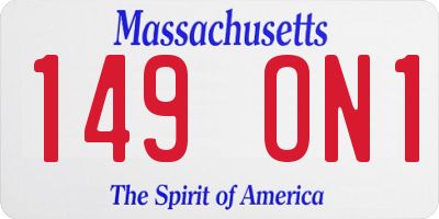 MA license plate 149ON1