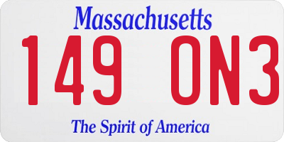 MA license plate 149ON3