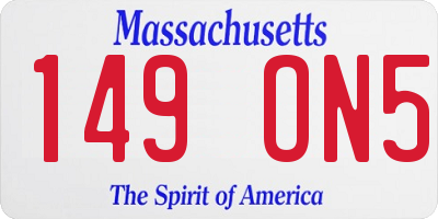 MA license plate 149ON5